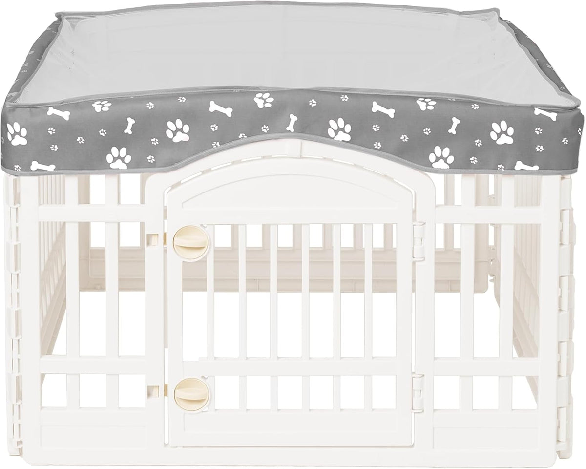 Dog Playpen Mesh Top Cover for 36" Inch Pet Playpen with 4 Panels - Gray