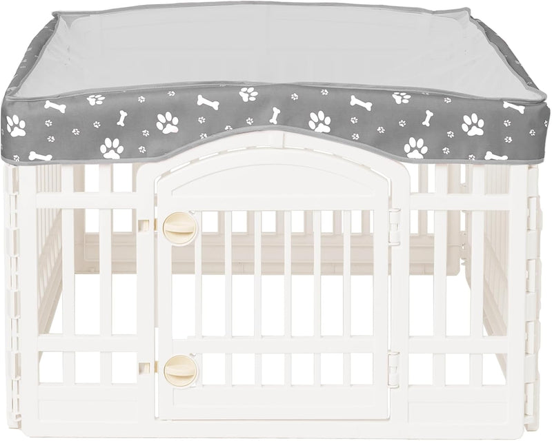 Dog Playpen Mesh Top Cover for 36" Inch Pet Playpen with 4 Panels - Gray