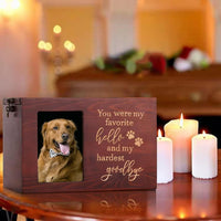 DGDCDV handmade pinewood pet urn with photo frame and flannel interior - view 4