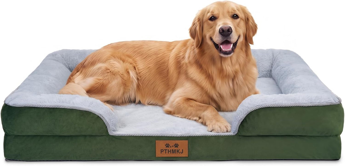 Orthopedic Dog Bed Medium Size Dog, Memory Foam Dog Bed Couch - Green / 44.0" L x 31.5" W x 7.5" Th
