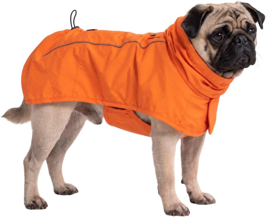 Spark Paws Dog Raincoat, Waterproof Rain Jacket w/Hood - Orange / Large