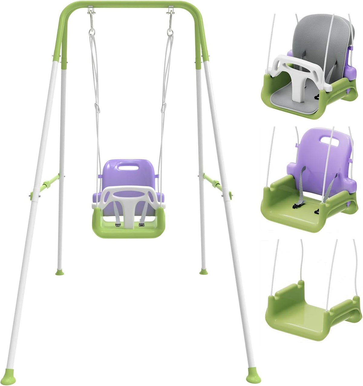 JWPEHOE foldable toddler swing with soft cushion and metal frame - view 2