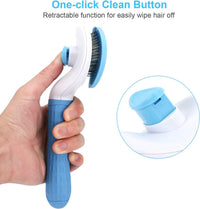 Cat Brush for Shedding, Skin Friendly Self-Clean Dog Slicker Brush – Essentials for Cats - Blue - image 3
