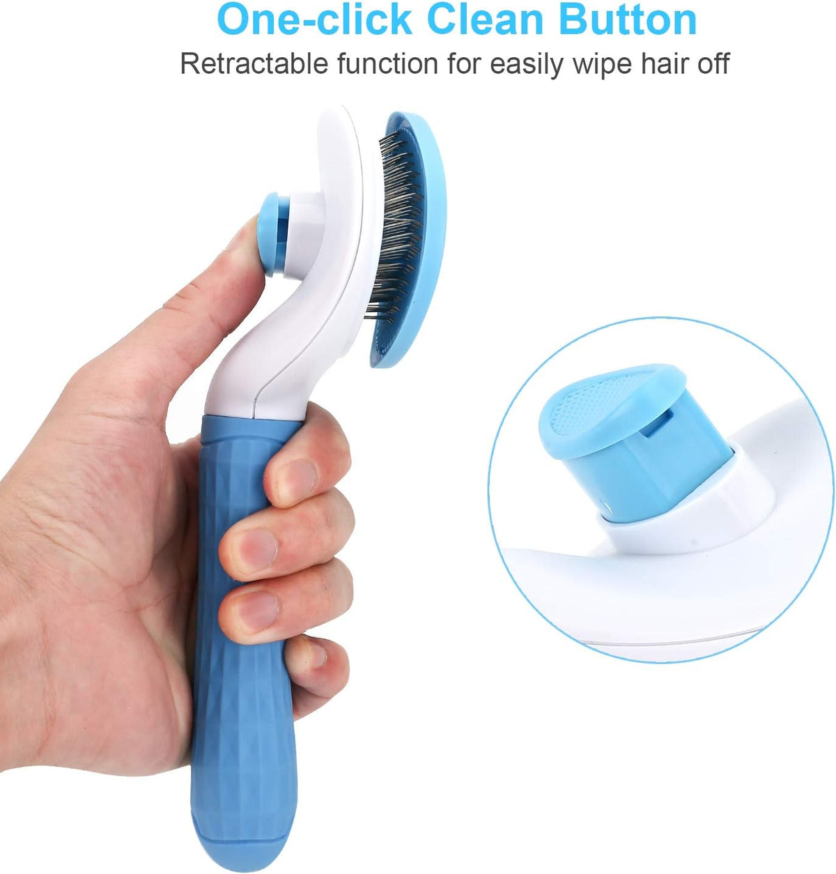 Cat Brush for Shedding, Skin Friendly Self-Clean Dog Slicker Brush – Essentials for Cats - Blue - image 3