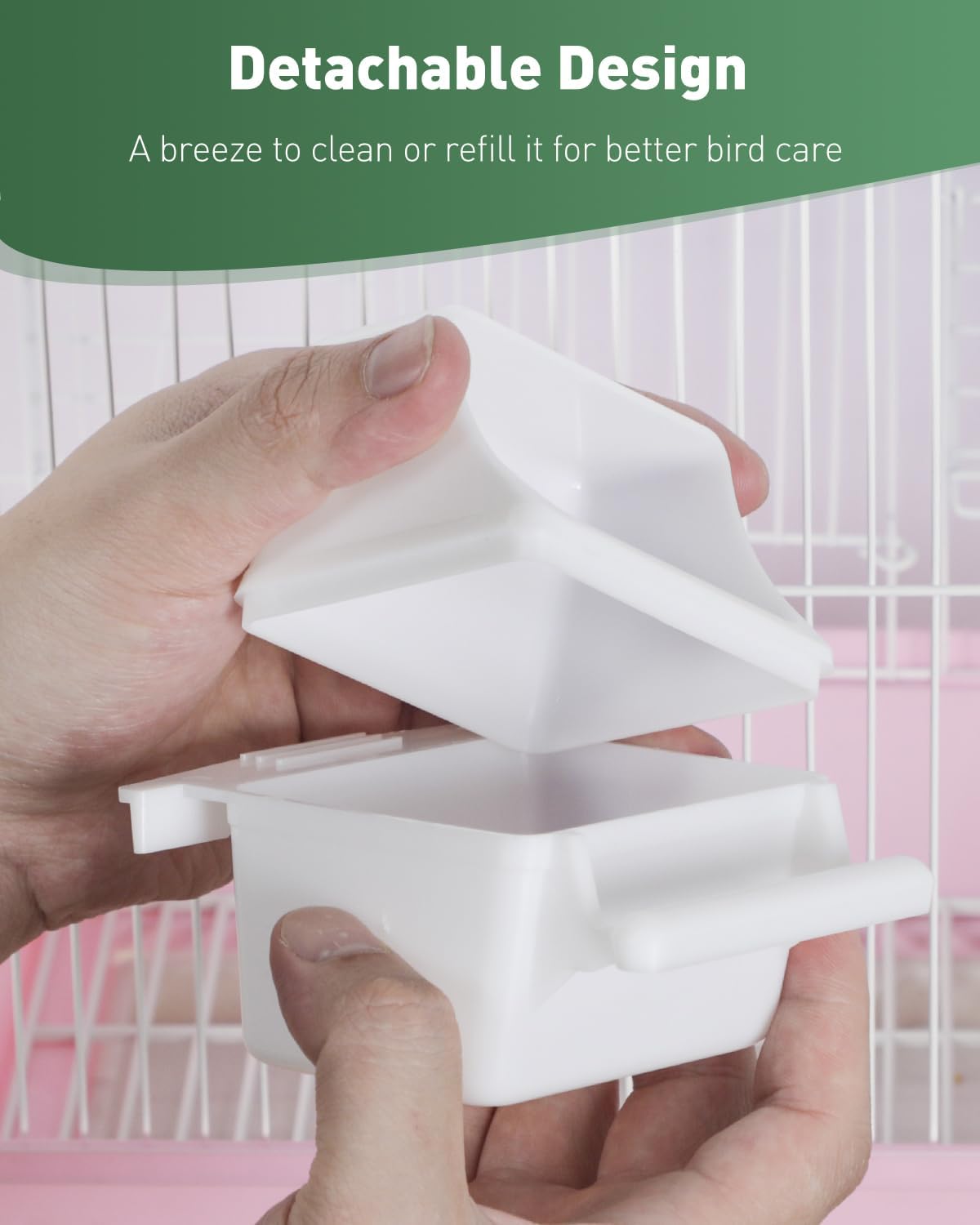 Pawfly 2 Pcs Bird Feeder, Hanging Plastic Water Dispenser with Hooks, Food Bowl for Small Parakeet - 1 PC - image 2