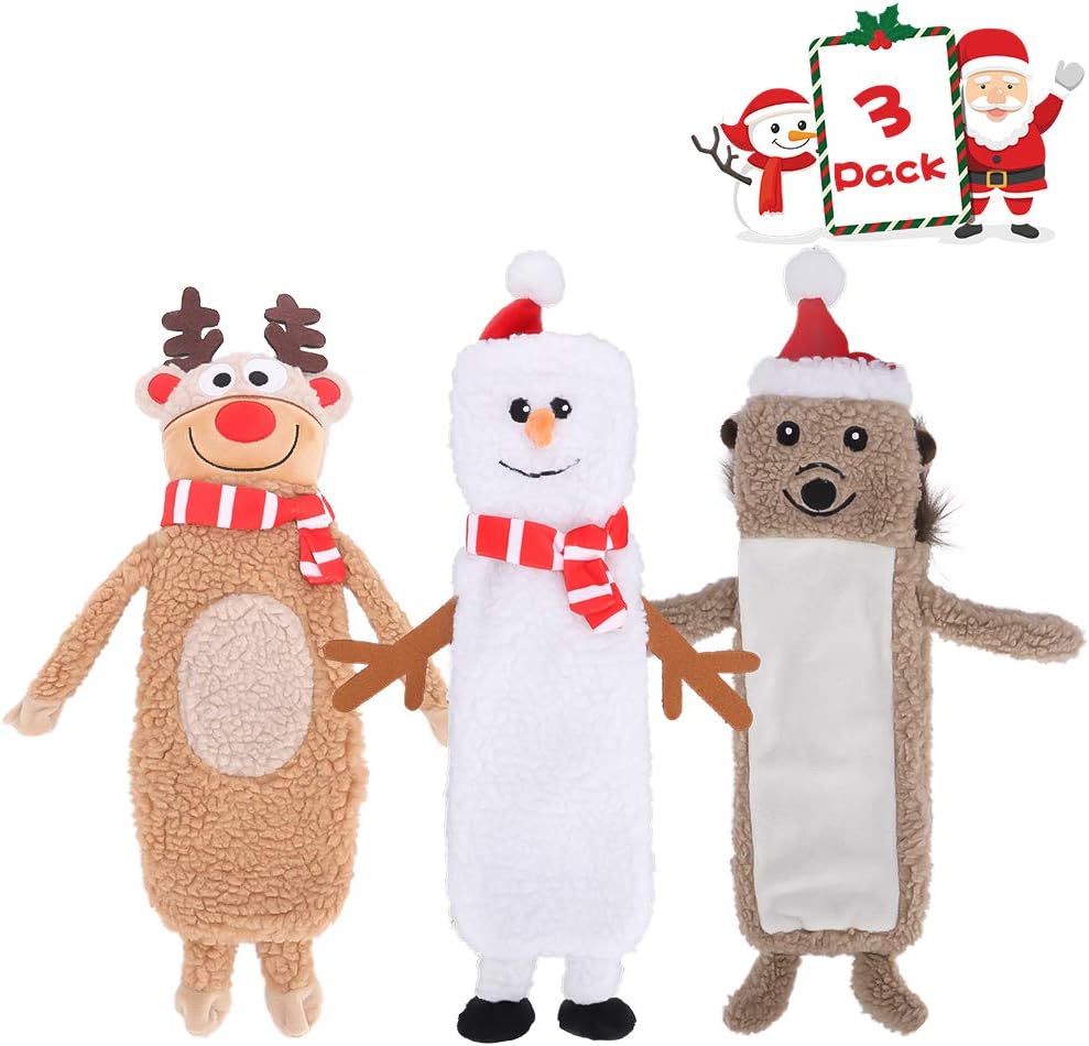 Christmas Dog Toys, Durable Crutch Bone Rope Toys 4 Pack - Elk & Hedgehog & Snowman
