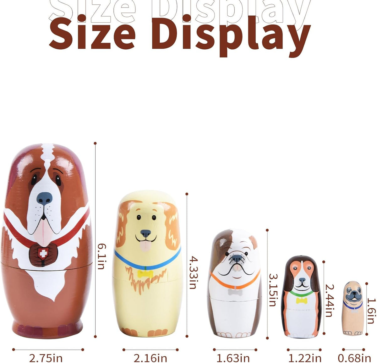 Russian Nesting Dolls, Bear Wooden Stacking Set - Dog - image 2