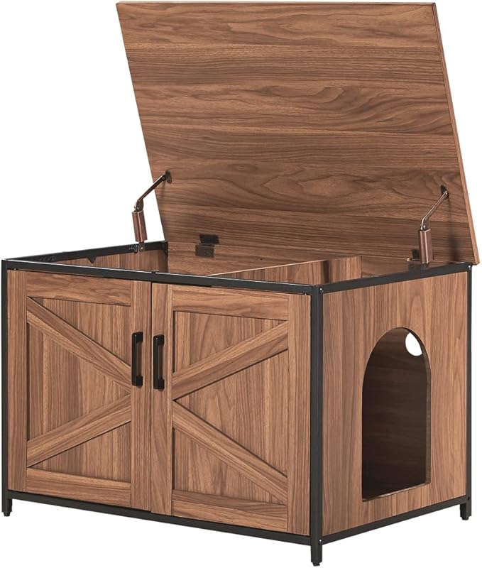 unipaws Top Opening Cat Litter Box Enclosure, Friendly to Elderly People, Waist or Keen Problem People, XL Extra Large Cat Box Furniture, High Jumbo Automatic Litter Box Cover Hidden for Large Cat
