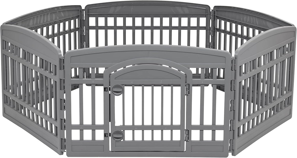 IRIS USA 4-Panel Dog Playpen, Pet Enclosure - 6 Panel - 24" H / Gray - image 2