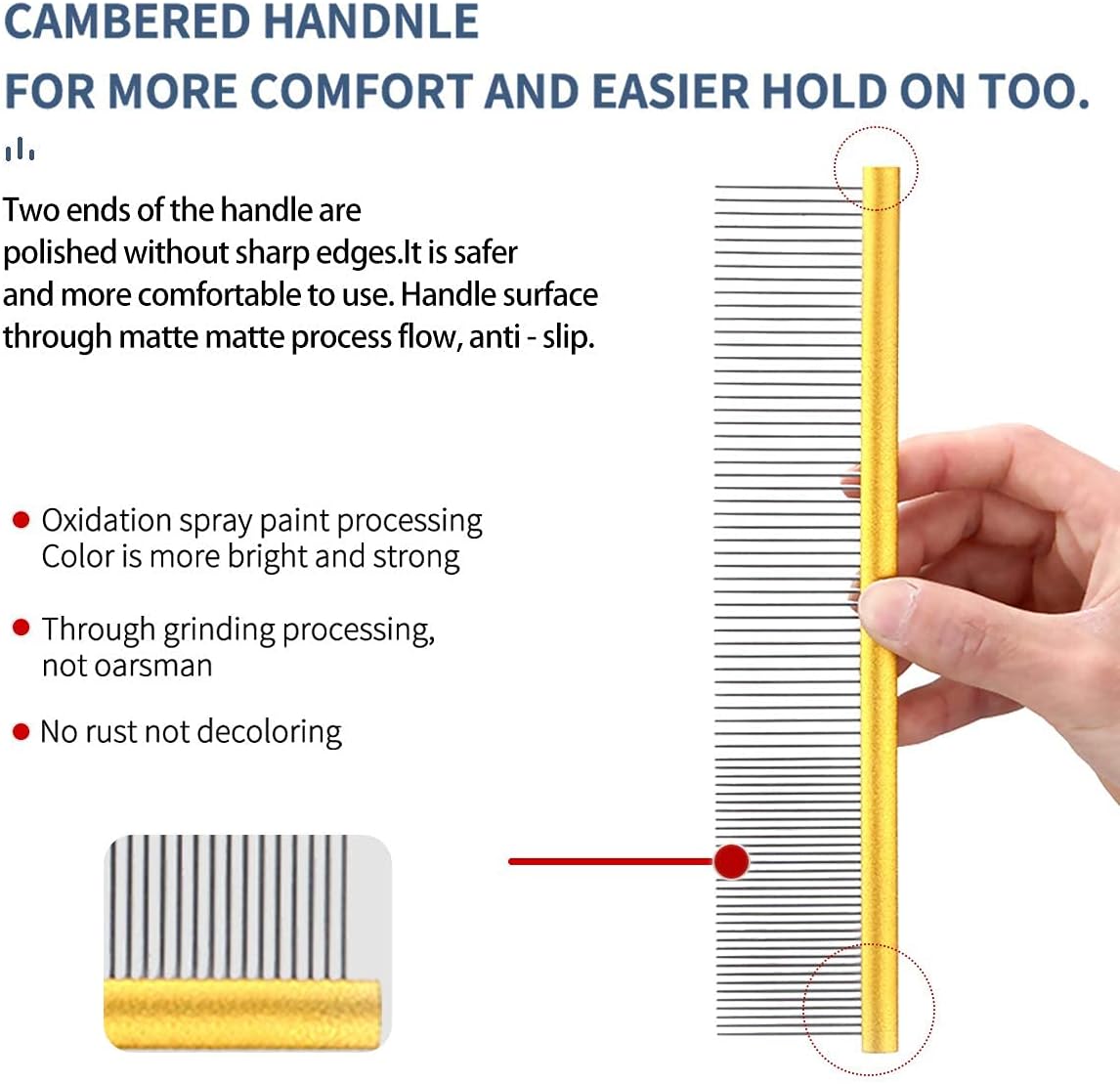 Metal Dog Grooming Combs Shedding Tangles, Knots, Mats. - Medium / gold - image 4