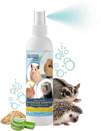 Waterless Shampoo for Small Critters - 8oz Cruelty Free Dry Shampoo - No Rinse for Pet Ferrets, Guinea Pigs, Hedgehogs, Sugar Gliders, Rabbits & Hamsters (8 oz, Fragrance Free)