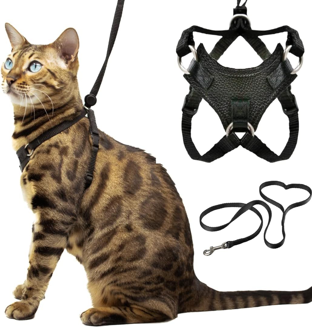 Houdini Escape Proof Cat Harness and Leash – Essentials for Cats - Vegan Leather / XL