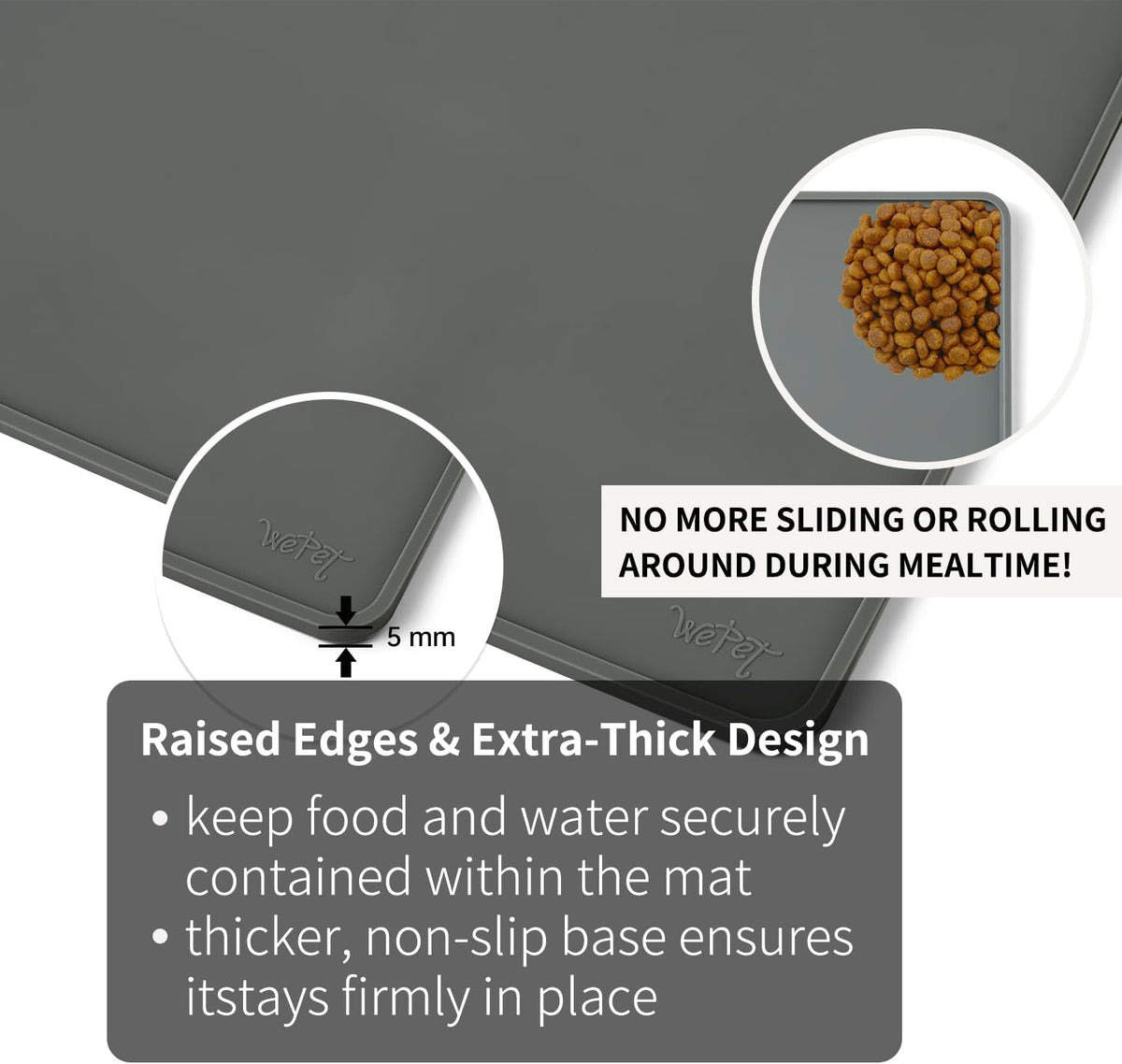Non-Slip Waterproof Pet Feeding Mat - Medium, 20 x 12 Inch / Rock Grey - image 3