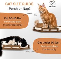 INICIO Cat Wall Shelves - Modern and Durable 3 Step Cat Furniture for Wall - Stylish Birch Floating Shelf for Cats up to 15lbs - Wooden Corner Shelves with Cushioned Perch - Brown