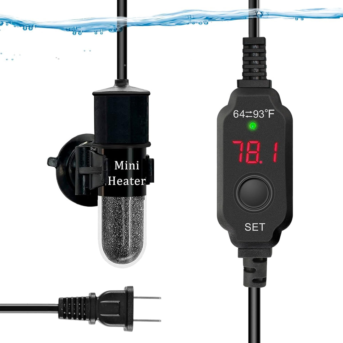 USB 10W Mini Submersible Aquarium Heater Adjustable Fish Tank Heater – Essentials for Fish - 10W PLUG