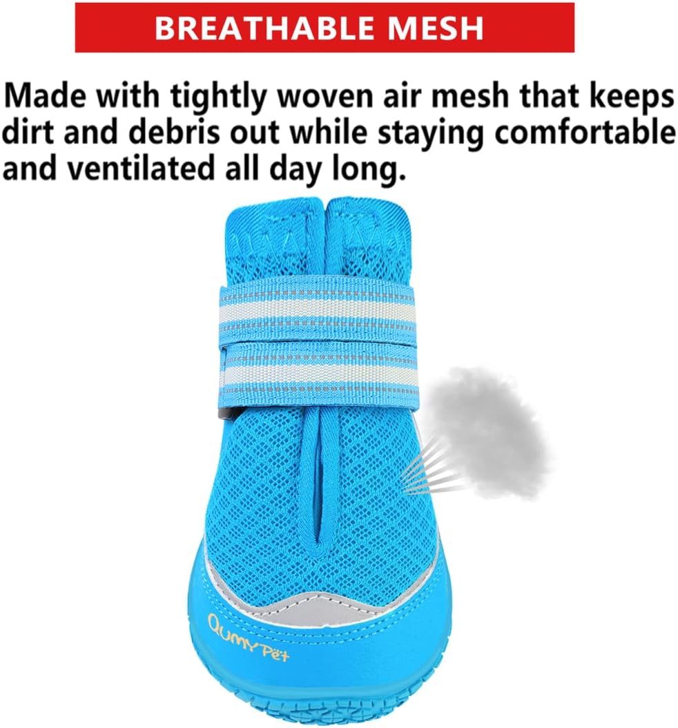 QUMY Dog Shoes for Large Medium Dog Boots & Paw Protectors for Hot - Blue / Size 6: 2.6''x3.0''(W*L) for 52-65 lbs - image 3