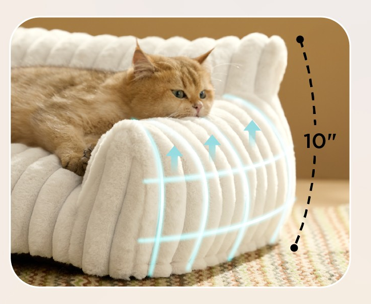 Cute Cat Couch For Pets - Fluffy Cat Beds With Premium Soft Corduroy Fleece, Fuzzy Cats Beds For Indoor Cats With Remova