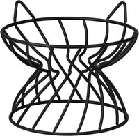 Metal Stand for Cat Dish - Raised Cat Bowl Holder with Anti Slip Sleeves - Black Iron - Elevated