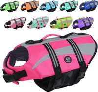 EMUST Dog Life Jacket, High Visibility Dog Life Vests with 2 Rescue Handles – Essentials for Dogs - XXL / Pink