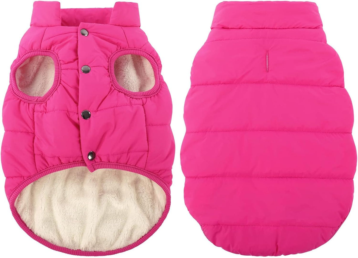ASENKU Dog Winter Coat Dog Fleece Puffer Jacket for Small Medium - Small / Pink