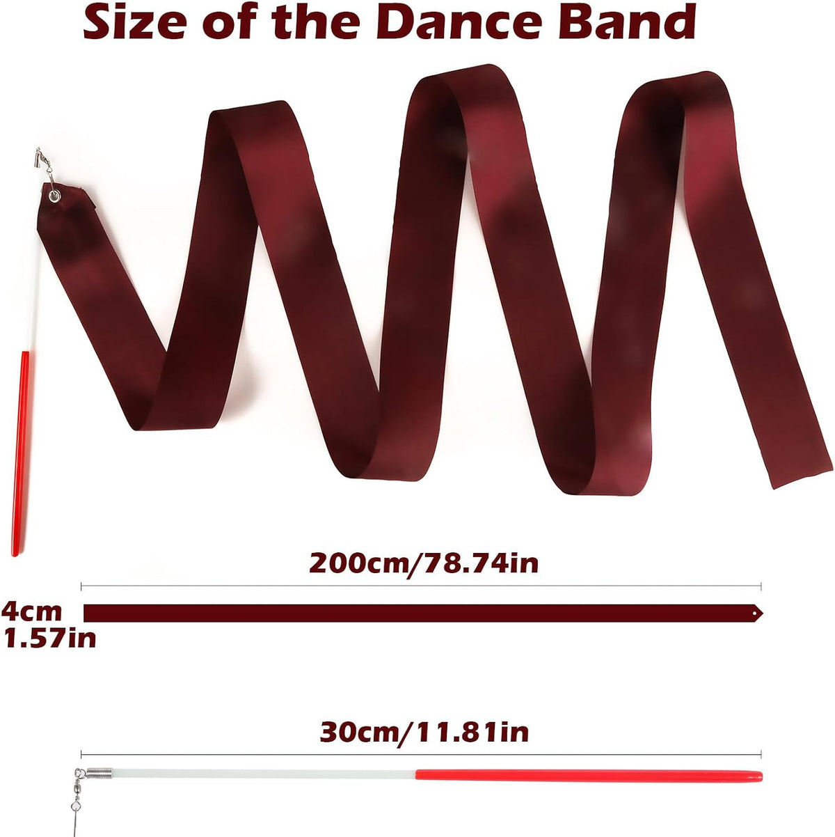 12PCS Red Dance Ribbons, Red Party Favors - Burgundy 12PCS - image 4