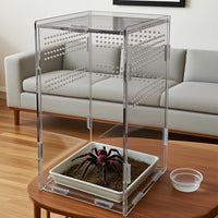 Acrylic Jumping Spider Enclosure,Reptile Enclosure,Bug Habitat, for Small Tree Dwelling Reptiles,Arboreal Tarantula Enclosure, Spider Terrarium Kit,Plastic Terrarium(4.7" X 4.7" X 8")