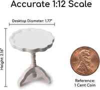 Cutemini 1:12 scale wooden dollhouse end table, round side tea table in white - view 3