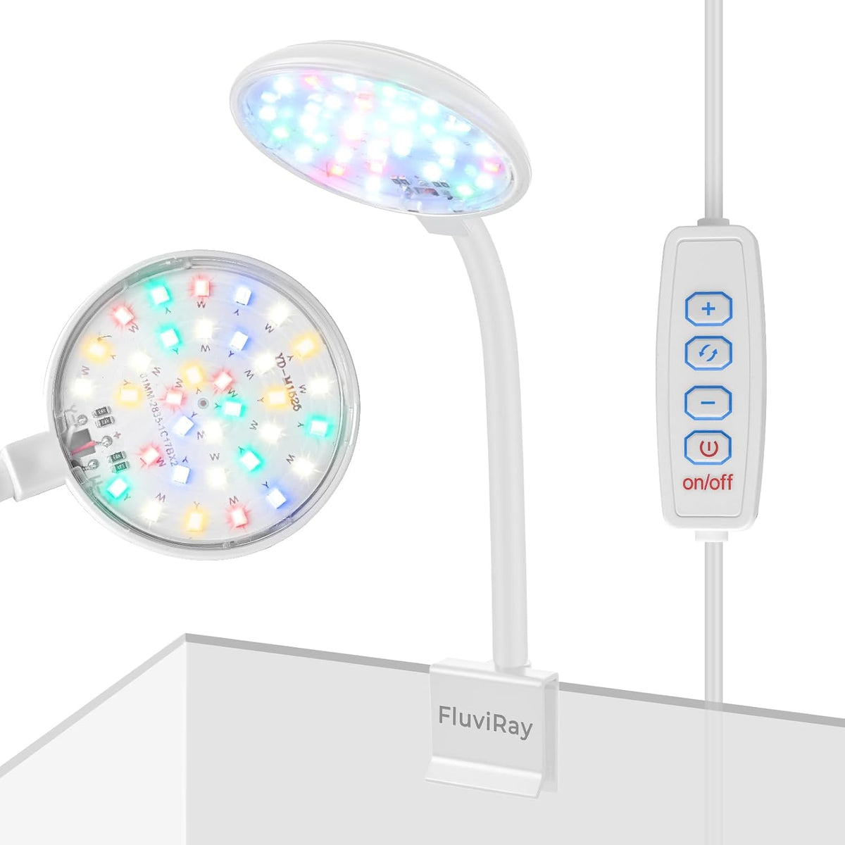 Mini Clip-On Aquarium Light 7W USB Dimmable Fish Tank Lamp with 3 - White