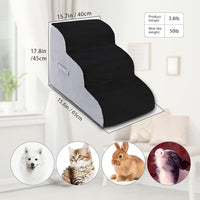 High Density Foam Dog Stairs Steps, Non-Slip Extra Wide Deep Pet Steps for Beds Or Couches, for Injured or Older Pets Dogs and Cats with Joint Pain (3-Tiers (Black))