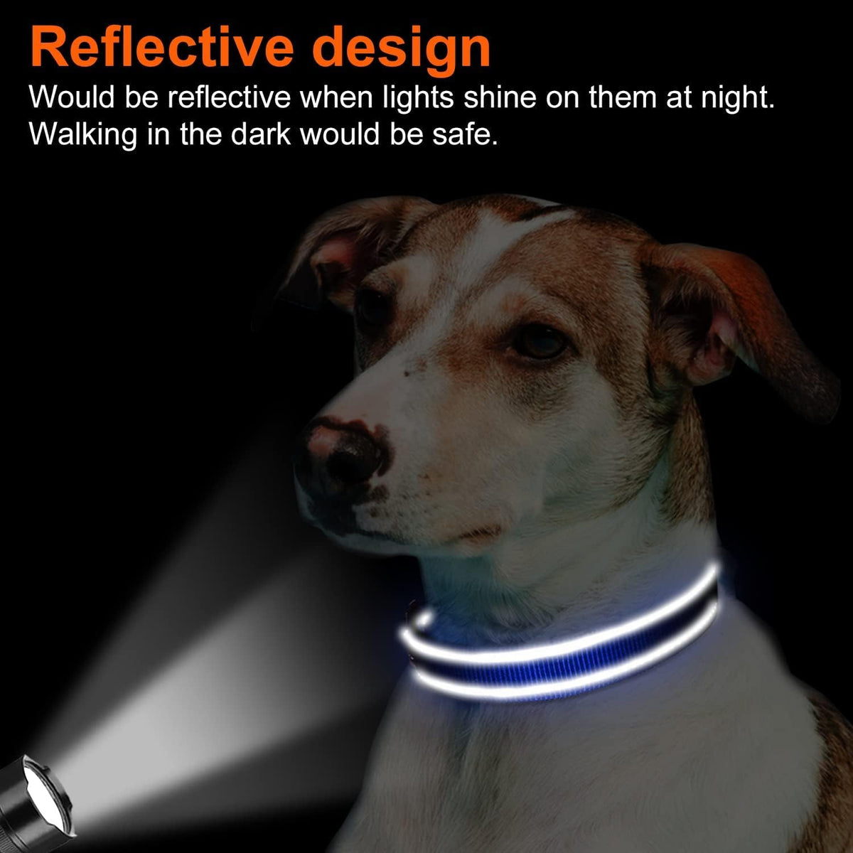 Joytale Reflective Dog Collar, Adjustable Neoprene Padded - X-Large (Pack of 1) / Navy Blue - image 3