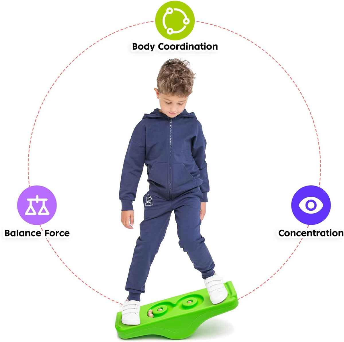 Joonly blue kids balance board rocking seesaw with 5 wooden balls - view 13