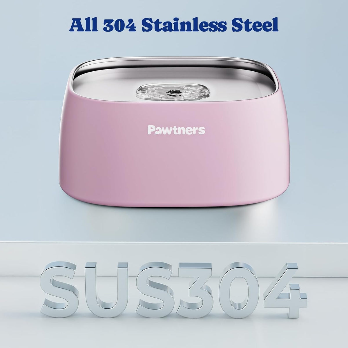 All Stainless Steel Dog Water Bowl No Spill - Pink / 4L - image 2
