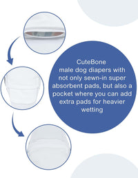 CuteBone Dog Diapers Male 4 Pack Puppy Wraps Reusable Doggie Belly - Puppy Pals / L(17"-21") - image 4