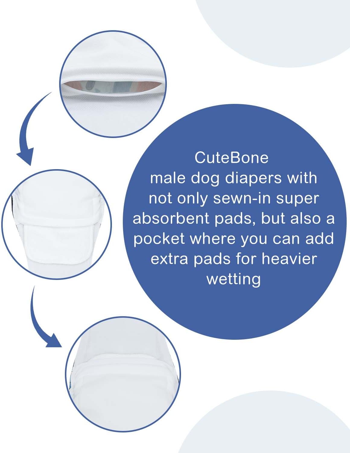CuteBone Dog Diapers Male 4 Pack Puppy Wraps Reusable Doggie Belly - Puppy Pals / L(17"-21") - image 4