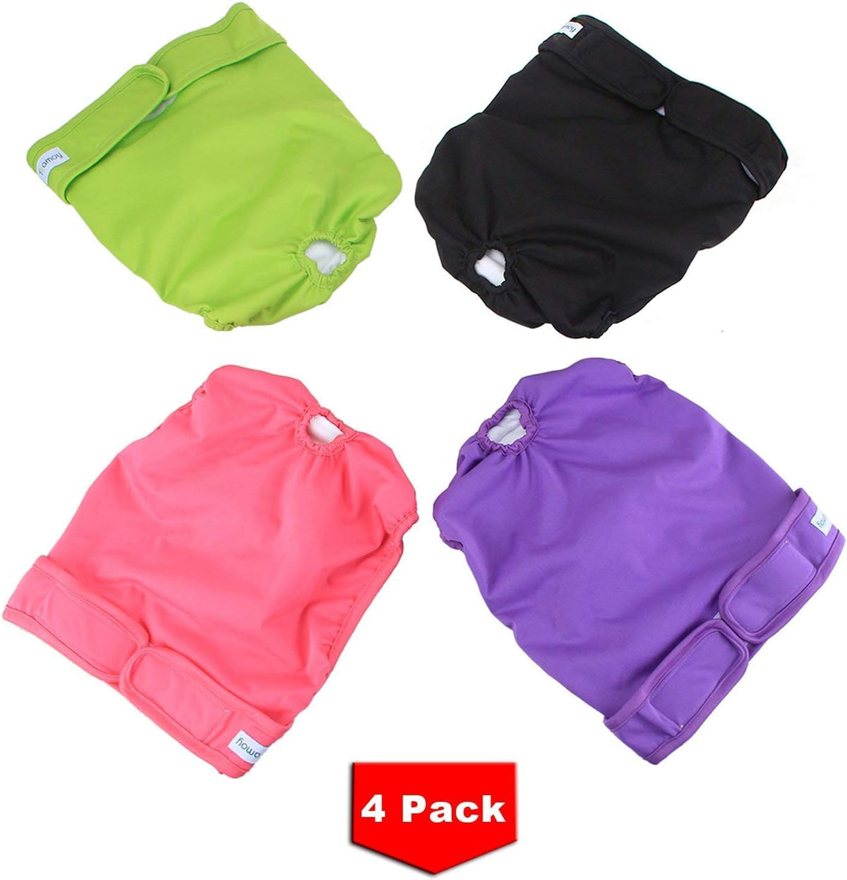 Teamoy Female Dog Diapers, Washable Doggie Period Diaper - XL (Pack of 4) / Black+ Purple+ Green+ Rose Red (4pcs) - image 2