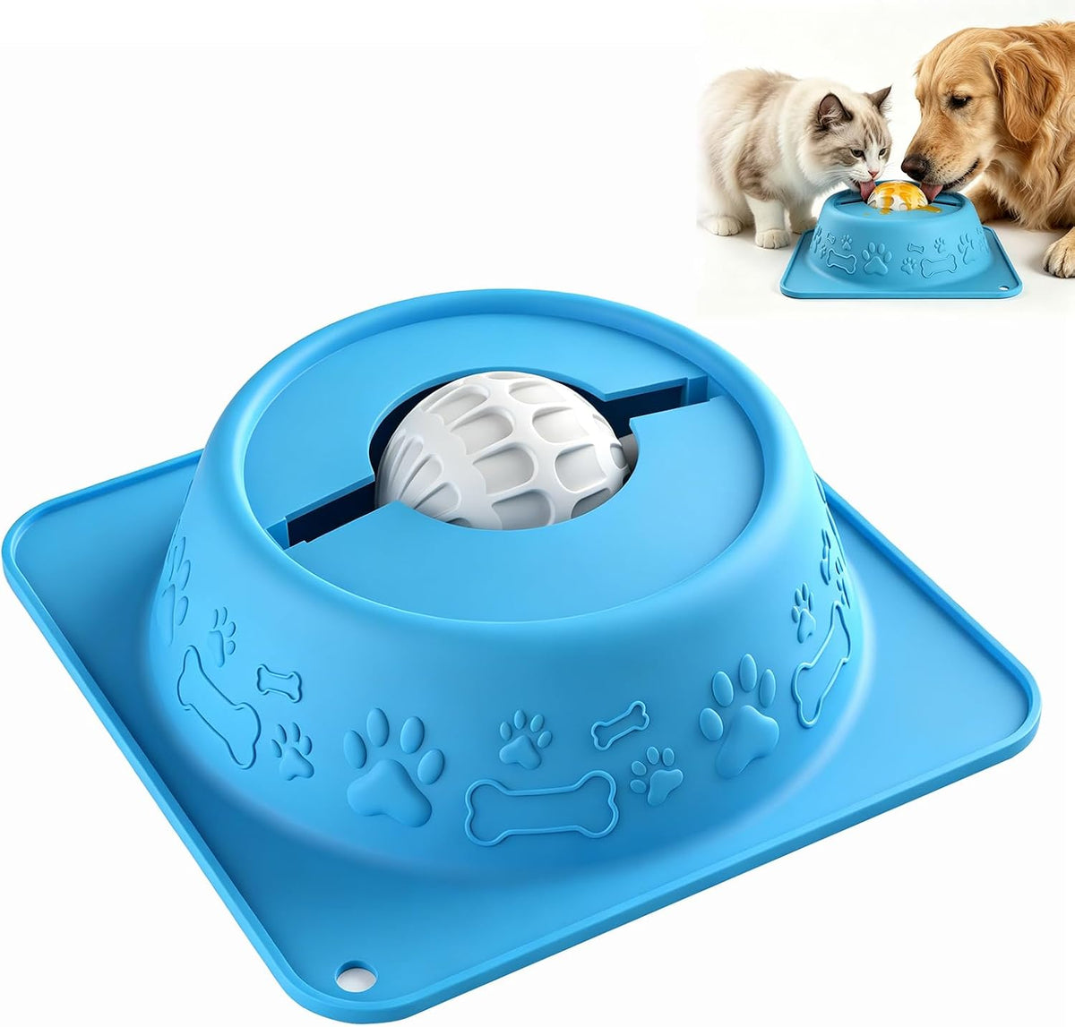 Slow Feeder Dog Bowl for Liquid Treats, Anti-Slip Lick Bowl - Light blue