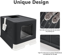 XL Foldable Cat Litter Box with Lid, Jumbo Enclosed Potty - BLack / X-Large - image 4