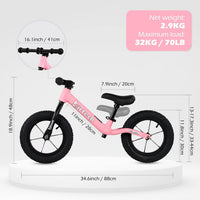 Birtech 12 inch balance bike with air rubber tires, U-shaped footrest and aluminum handlebar - view 6