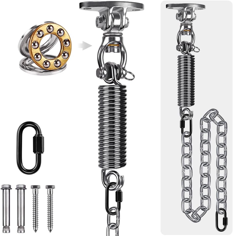 SELEWARE Silent Bearing Swivel Swing Hanger Stainless Steel Swing - Bearing Swing Hanger With Chain & Straight Spring