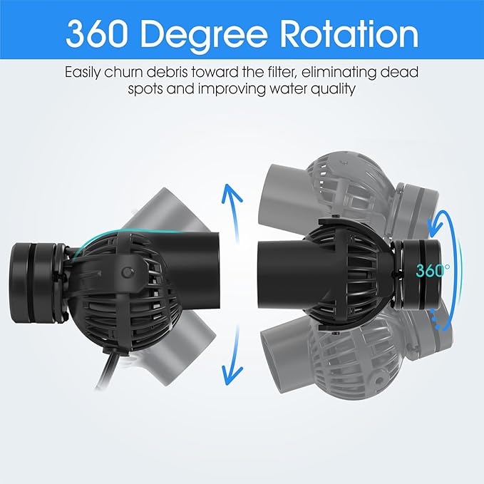 hygger Wave Maker with Controller for Feeding, 1320 GPH Ultra-Silence Aquarium Powerhead with Strong Magnet Suction Base for Freshwater or Saltwater Fish Tank, 360° Rotating Aquarium Wavemaker