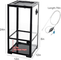 REPTIZOO 15 Gallon Full Glass Reptile Terrarium 12" x 12" x 24" Knock-Down Glass Tank and Siphon Gravel Cleaner Set, Small Habitat for Reptile Chameleon, Tree Frogs, Arboreal Geckos,Lizard