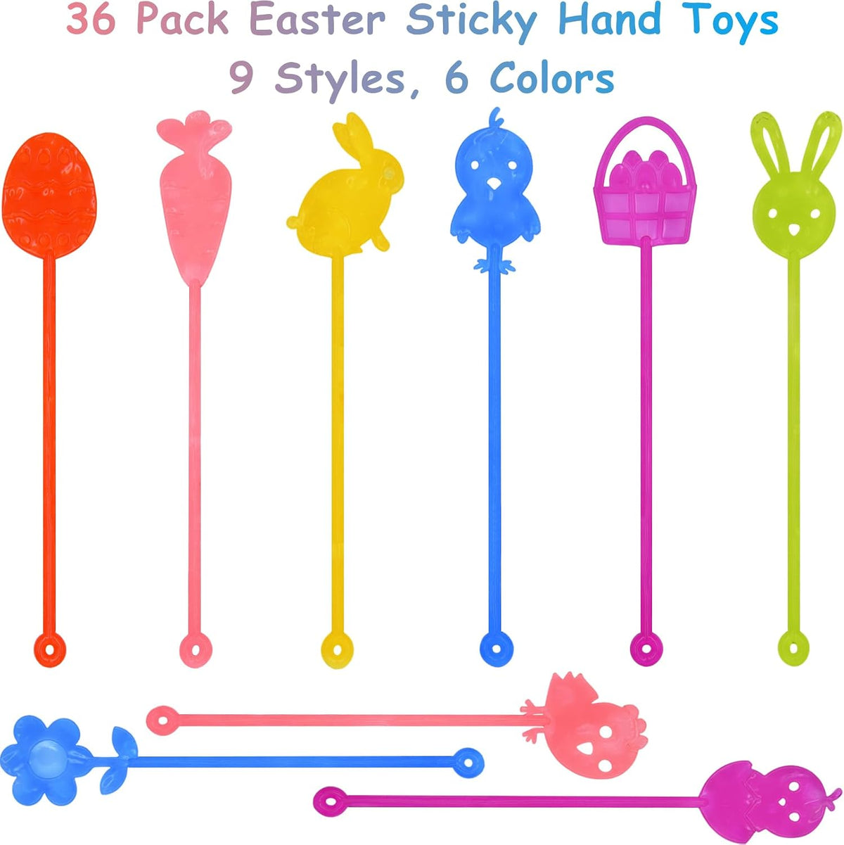 36 Pack Halloween Sticky Hands Toys Spider Web Cat Bat Pumpkin Candy - Easter Sticky Hand 24 - image 2