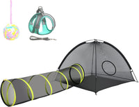 Outdoor Cat Enclosures for Indoor, Portable Mesh Tent - 2PC Cat House with Tunnel