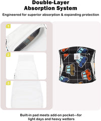 CuteBone Dog Belly Bands for Male Dogs Wraps Washable Doggie Diapers - Vintage Wheels / XL(21"-27") - image 3
