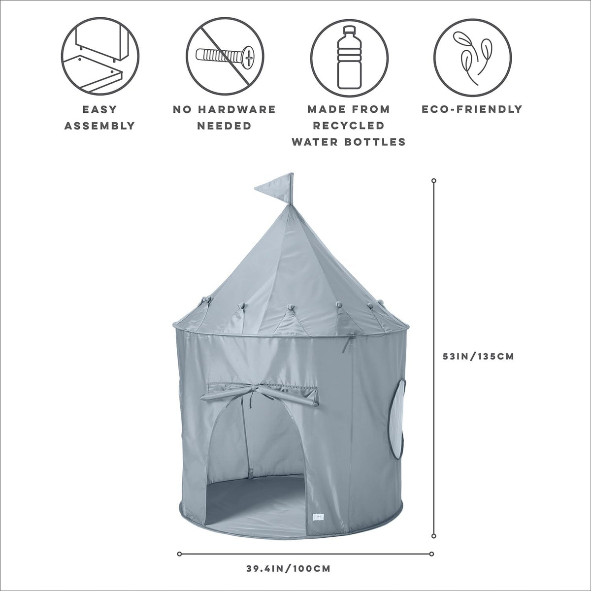 3 Sprouts Kids Play Tent for Ages 3 to 10 - Solid Blue - image 3