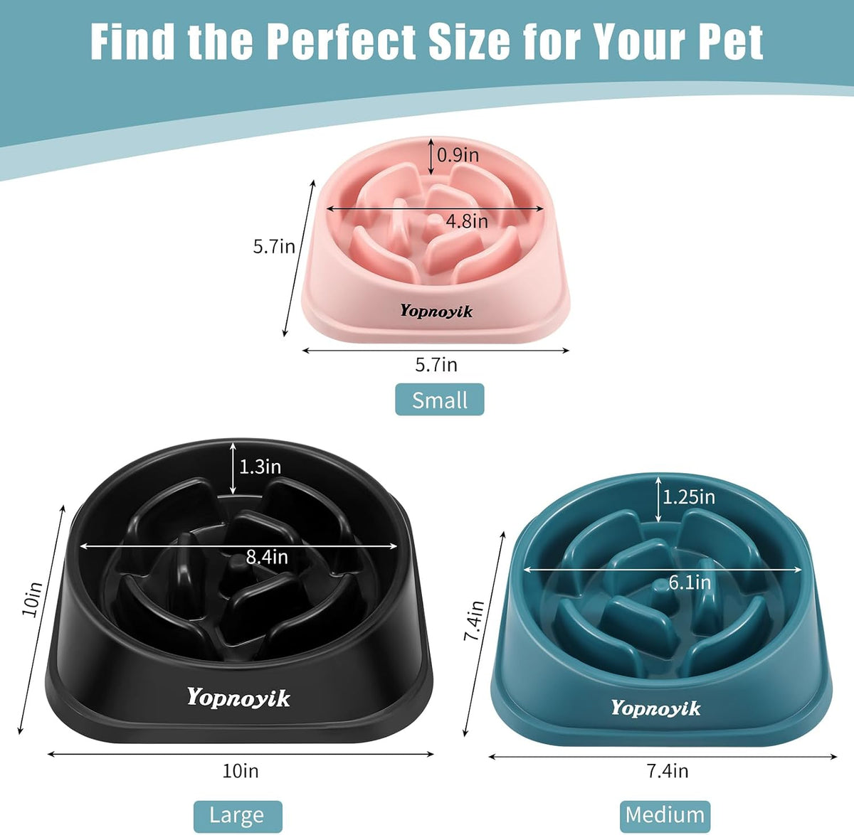 2 Pack Slow Feeder Dog Bowls for Medium Dogs & Cats – Essentials for Dogs - Small / Black and Navy Blue - image 2