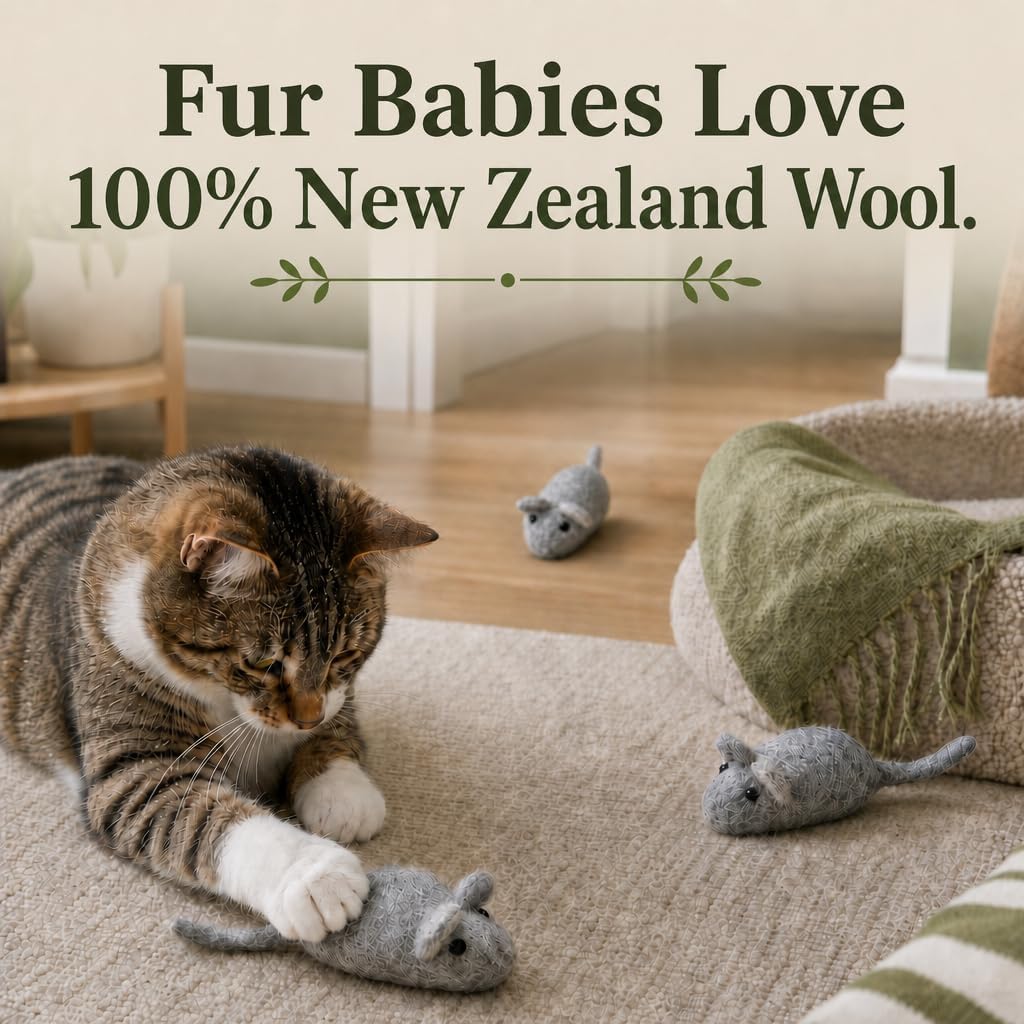Cat Mouse Toy, 3 Felted Wool Mouse Toys - image 2