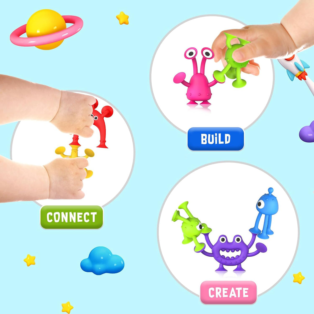 Bath Toys Kids Suction Toy: No Hole Bath Toy for Boys Girls – Fun for Kids & Family - Alien / 6 PCS - image 4