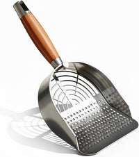 DHXYZZB Cat Litter Scoop 304 Stainless Steel Litter Shovel - Silver / Round-slot