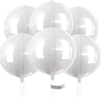 PartyWoo Metallic Silver Foil Balloons 20pcs Large Round Giant 4D - White / 6 PCS-22 INCH
